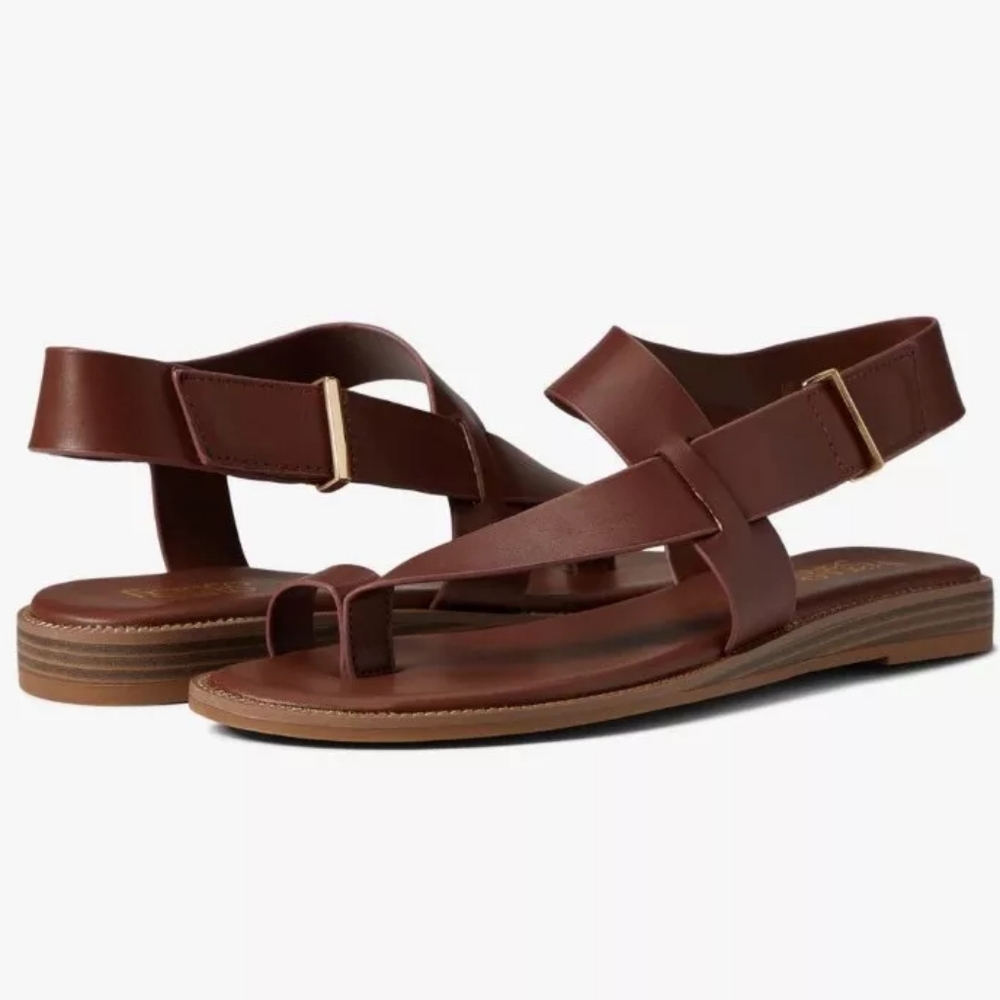 NWT Franco Gensi Strappy Sandal Dark Brown Leather Size 9.5
